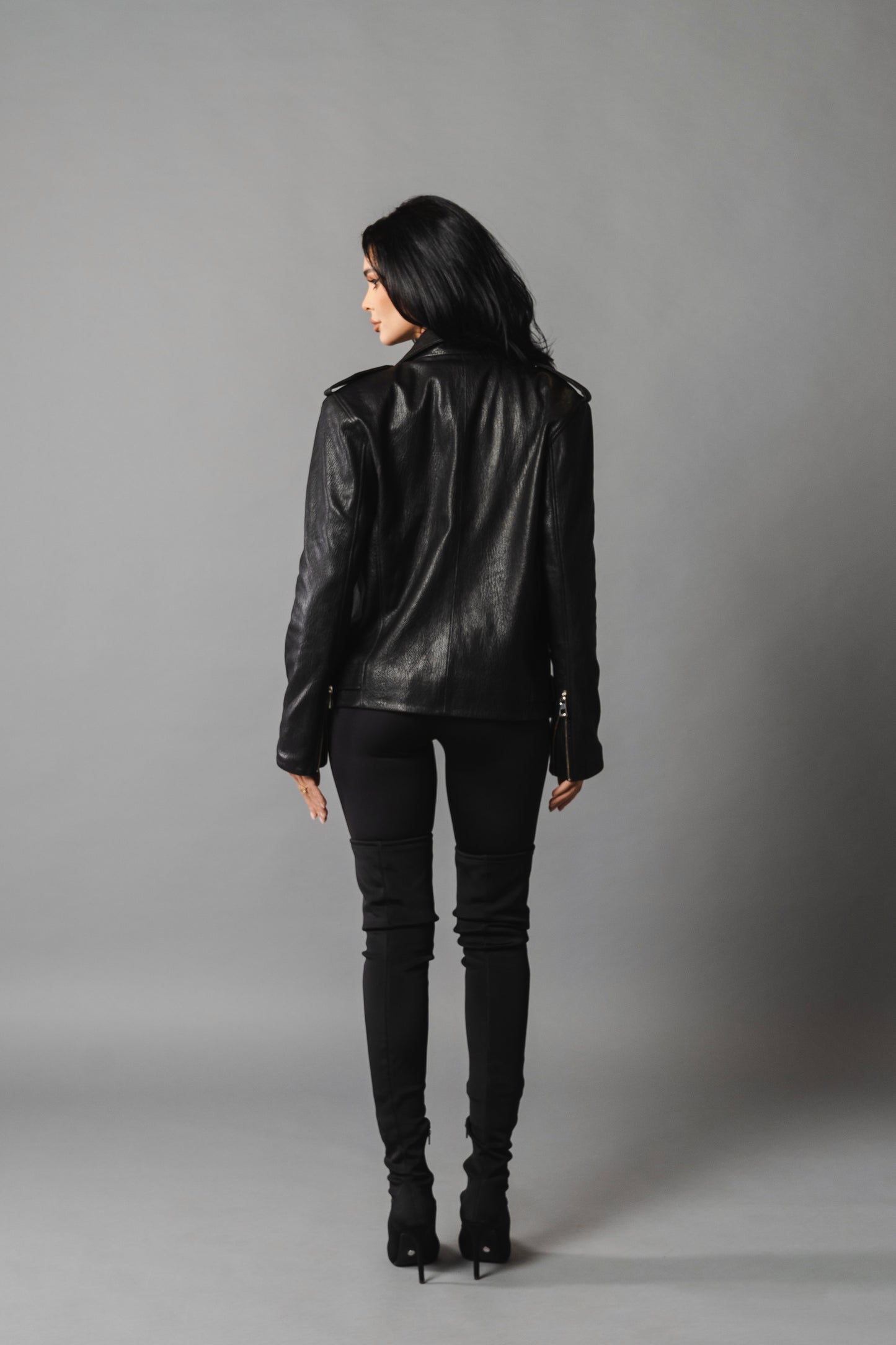 Geaca de piele BLACK BIKER (Oversized)